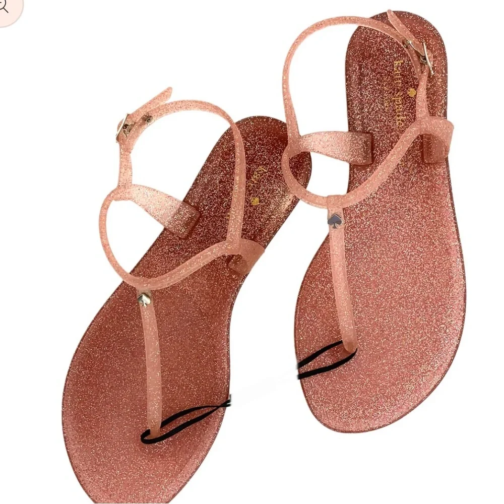 Kate Spade JONI Style Glitter Pink Jelly Straps Flats Size‎ 10 brand new
